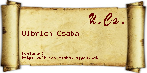Ulbrich Csaba névjegykártya